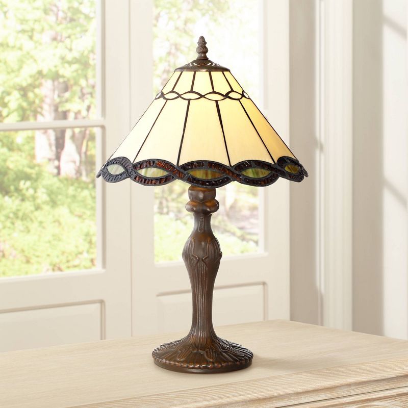 Robert Louis Tiffany Traditional Accent Table Lamp 18 1/2" High Bronze Woven Art Glass Shade for Bedroom Bedside Office