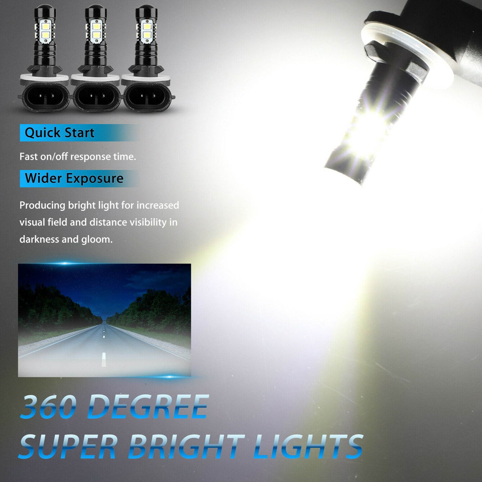 3x 270W 881 LED Headlight Bulbs For Polaris Sportsman 500 550 570 600 700 800 XP