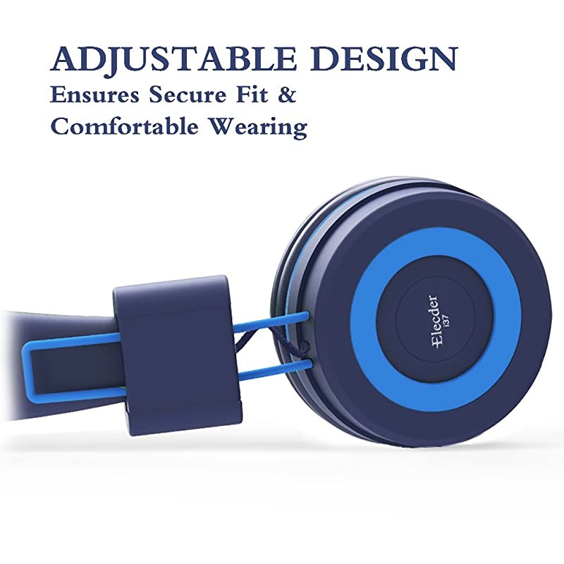 i37 Kids Headphones Children Girls Boys Teens Adults Foldable Adjustable On Ear Headsets 3.5mm Jack Compatible iPad Cellphones Computer MP3/4 Kindle Airplane School Tablet Blue/Light Blue