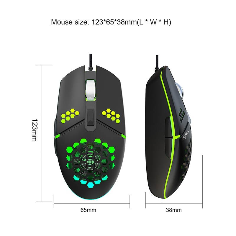 USB Wired Game Mouse Adjustable DPI Computer RGB Luminous Mice Macro Program Cable TV Bidding Mouse Fan Cooling For Laptop PC