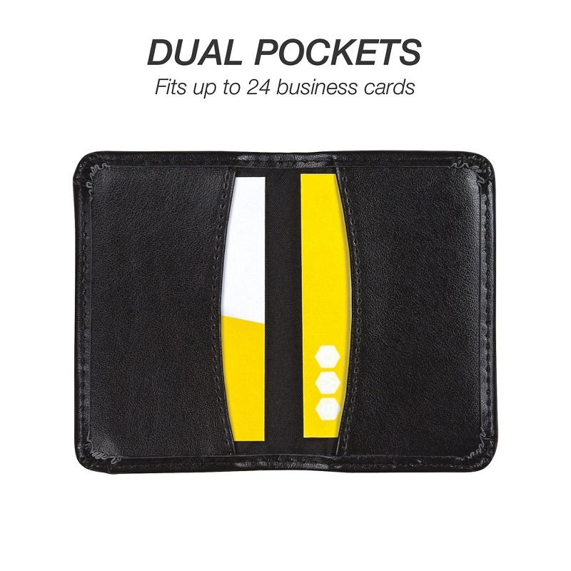 Samsill Regal Leather Business Card Wallet 25 Card Cap 2 x 3 1/2 Cards Black 81220