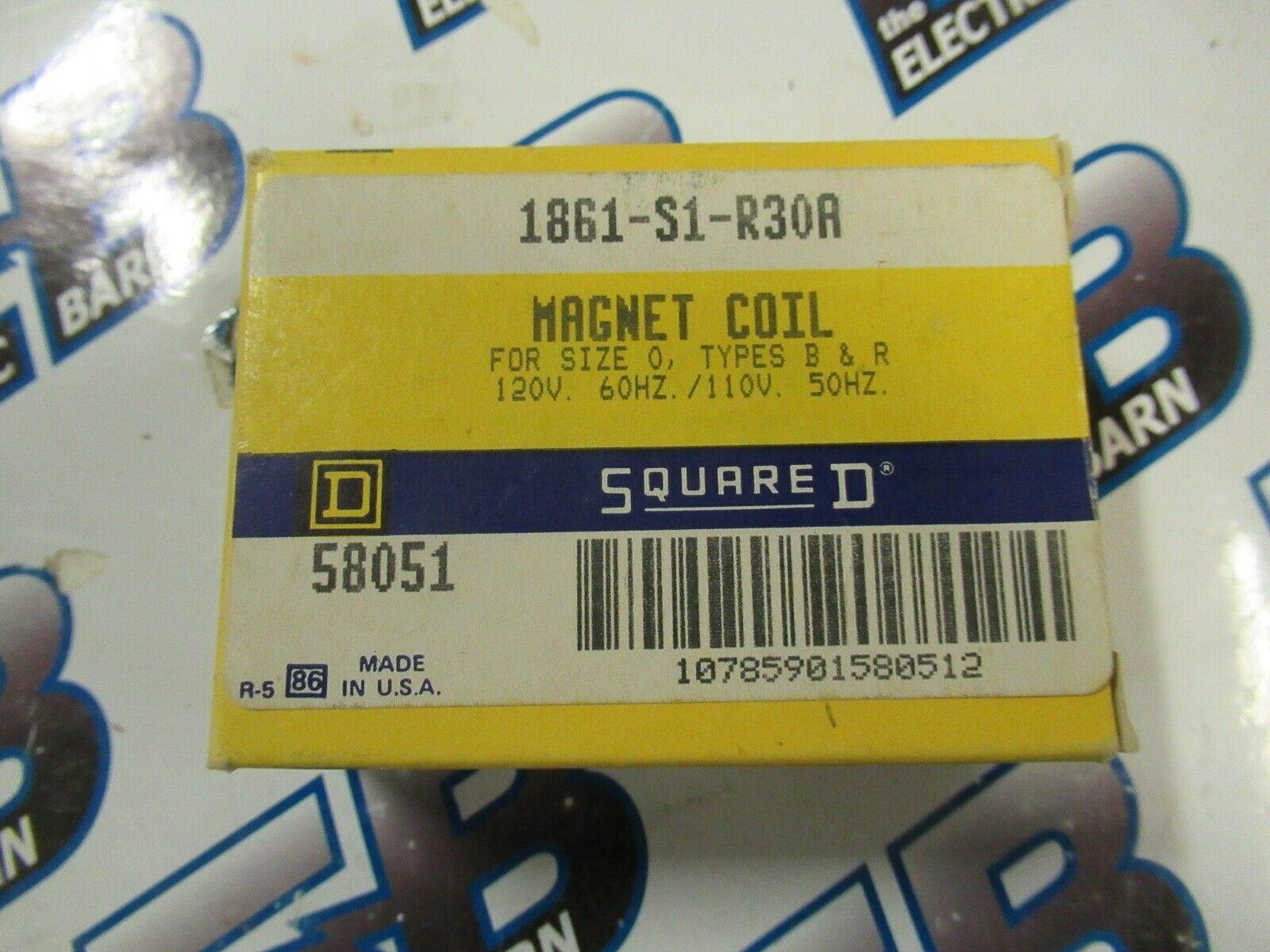 Square D 1861-S1-R30A, 120 Volt Magnet Coil for Size 0, Type B+R- NEW-B