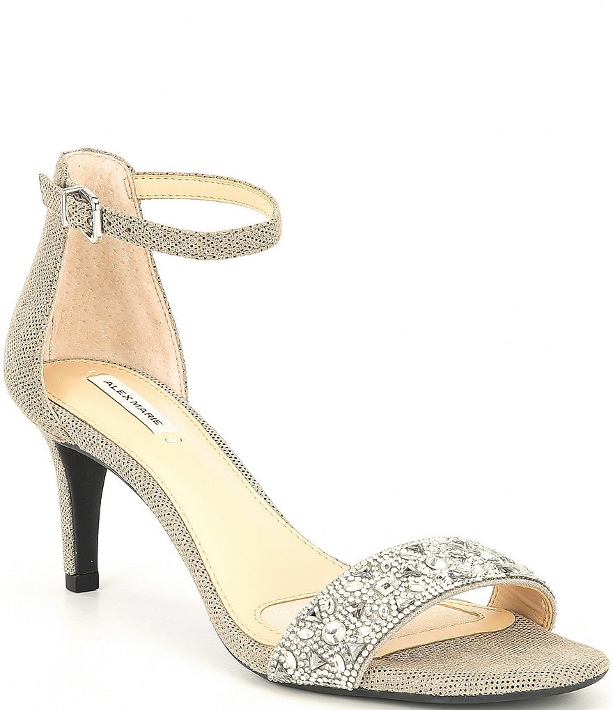 Alex Marie Pasquale Leather Rhinestone Strap Heels