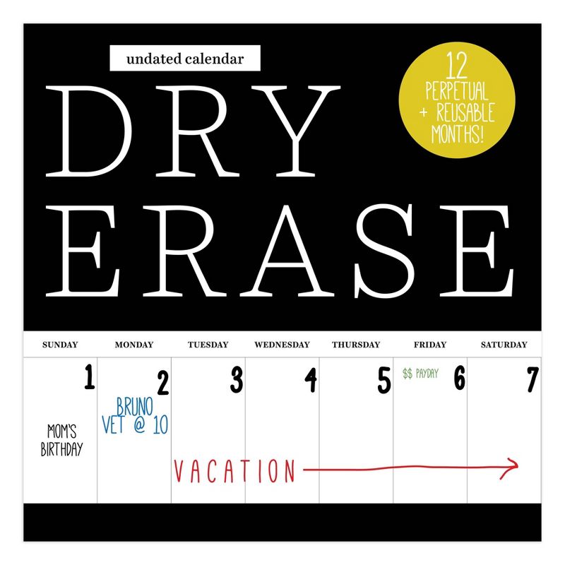 Undated 12" x 12" Wall Calendar Dry Erase - The Time Factory