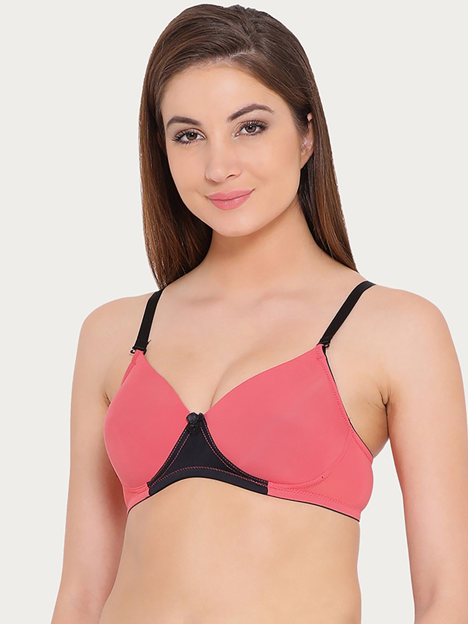 Clovia Pink & Black Padded T-Shirt Bra