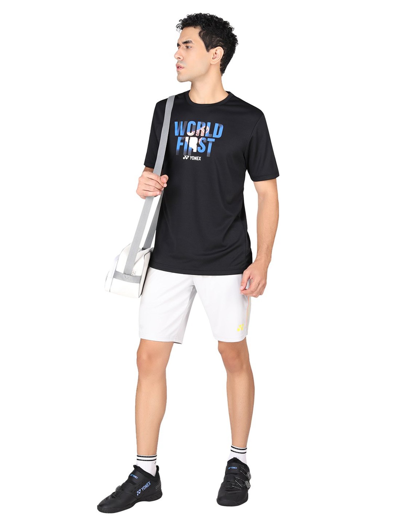 Yonex Jet Black Regular Fit Graphic Print Badminton T-Shirt