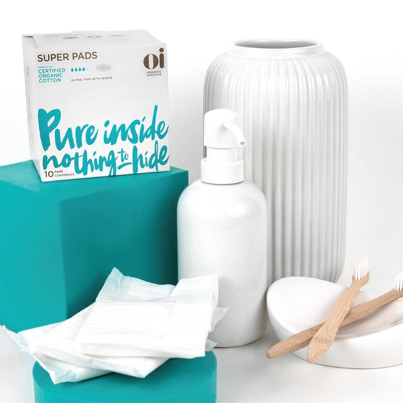Organic Initiative Oi Organic Cotton Ultra Thin Pads with Wings (Super) - 2pk