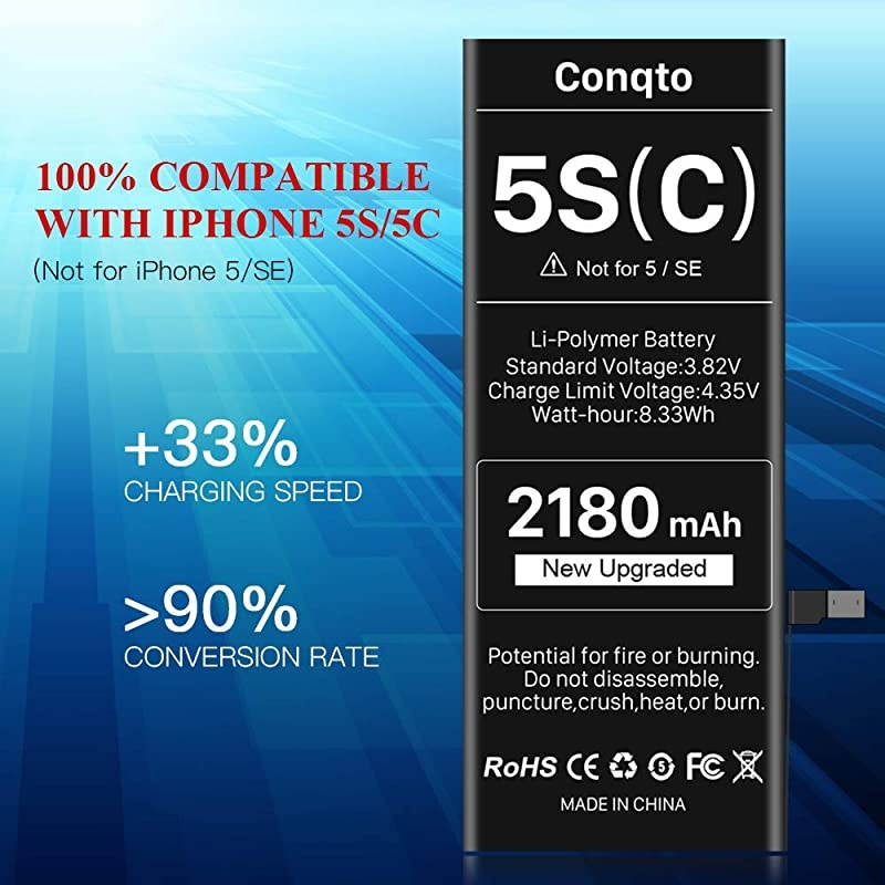 Battery for iPhone 5S 5C Not 5 or SE High Capacity New Upgrade 0 Cycle Durable LiPolymer Replacement Battery with Full Set Repair Tool Kit Adhesive amp Instructions