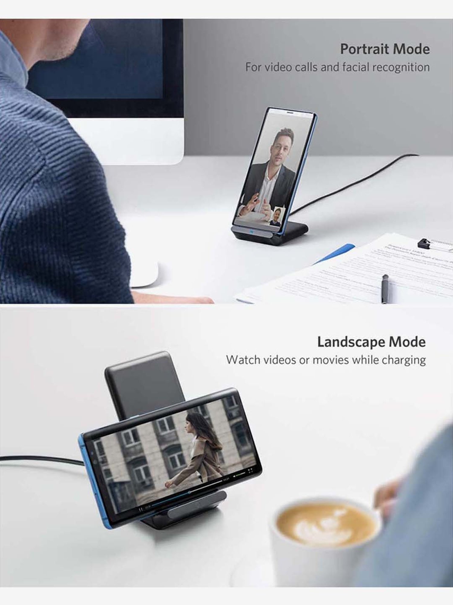 Anker PowerWave Evo A2523011 Stand with QC 3.0 Wireless Charger (Black)