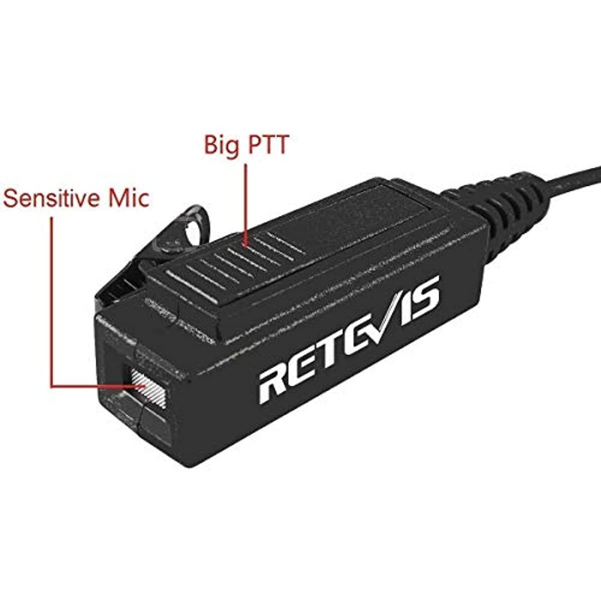 Retevis H-777S Walkie Talkies Long Range (6 Pack) with Six Way Multi Gang Charger Bundle with Big PTT Acoustic Tube Headset(5 Pack)