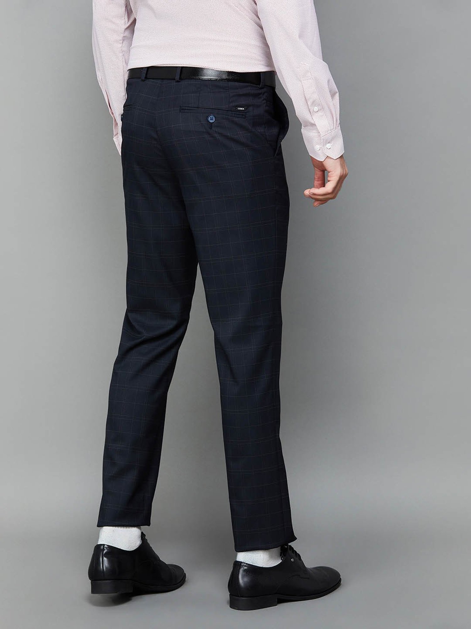 Code by Lifestyle Black Slim Tapered Fit Checks Trousers