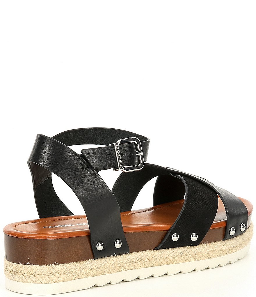 Gianni Bini Rhyliene Leather Cross Band Flatform Sandals