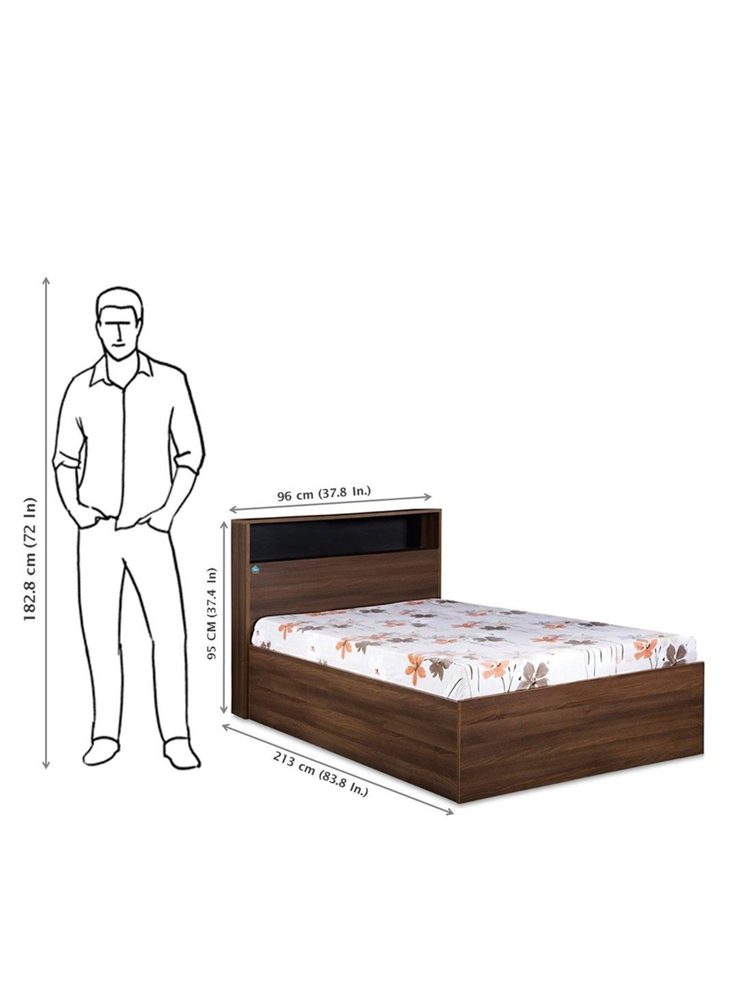 Delite Kom Urban Acacia Dark Engineered Wood Single Box Bed