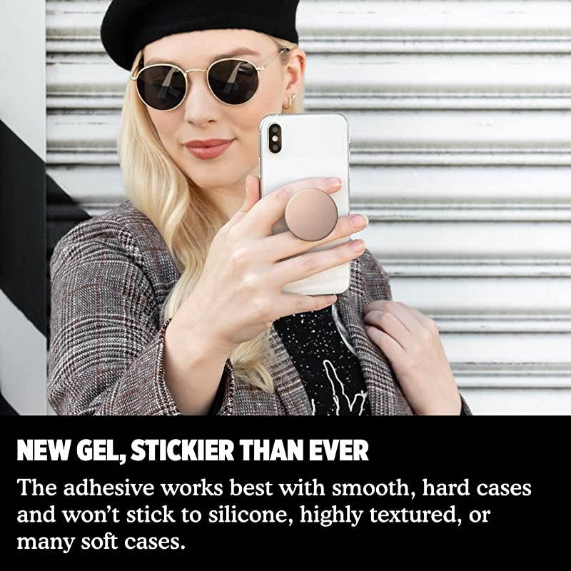 PopGrip with Swappable Top for Phones Tablets Aluminum Rose Gold