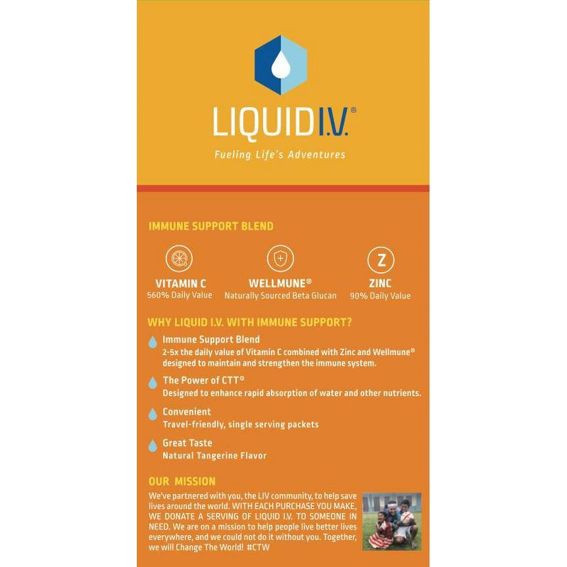 Liquid I.V. Hydration Multiplier + Immune Support Drink Mix - Tangerine - 10ct