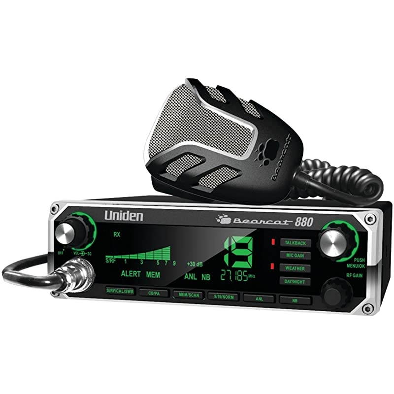 BEARCAT 880 CB Radio with 40 Channels and Large EasytoRead 7Color LCD Display with Backlighting Backlit Control KnobsButtons NOAA Weather Alert PACB Switch and Wireless Mic Compatible