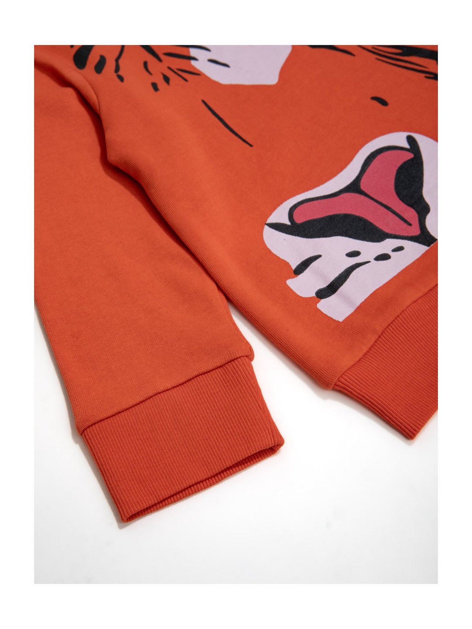 Nino Bambino Kids Orange Printed Full Sleeves Sweatshirt