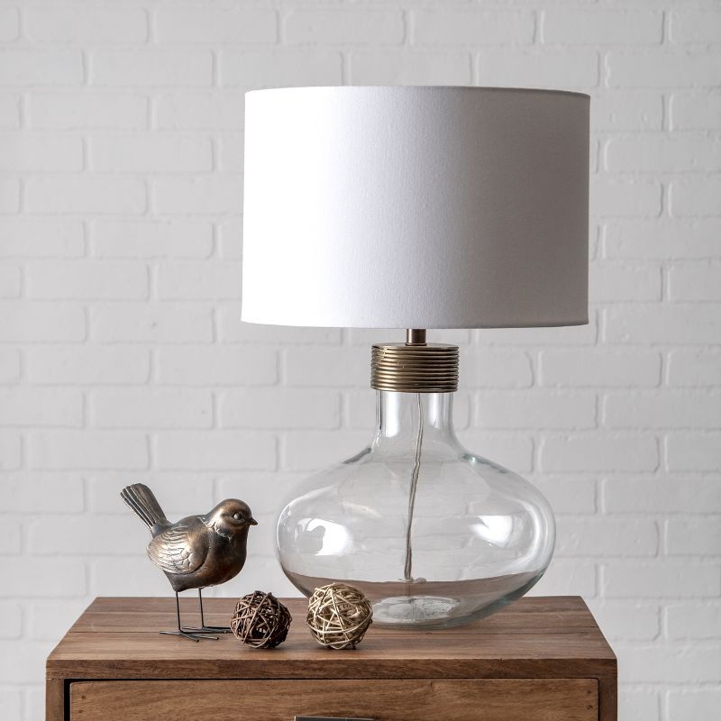 nuLOOM Mason Glass 15" Table Lamp Lighting - Antique Brass 15" H x 11" W x 11" D