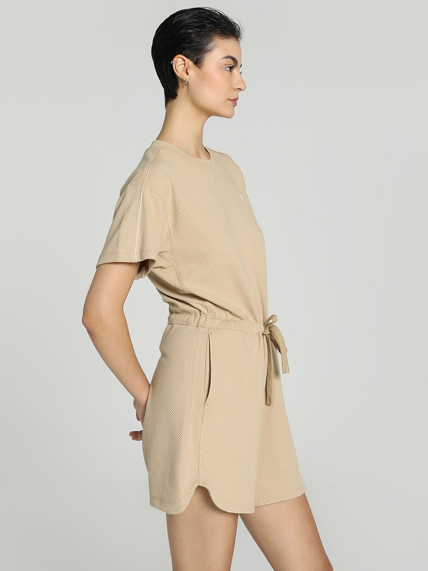 Puma Beige Self Pattern Playsuit