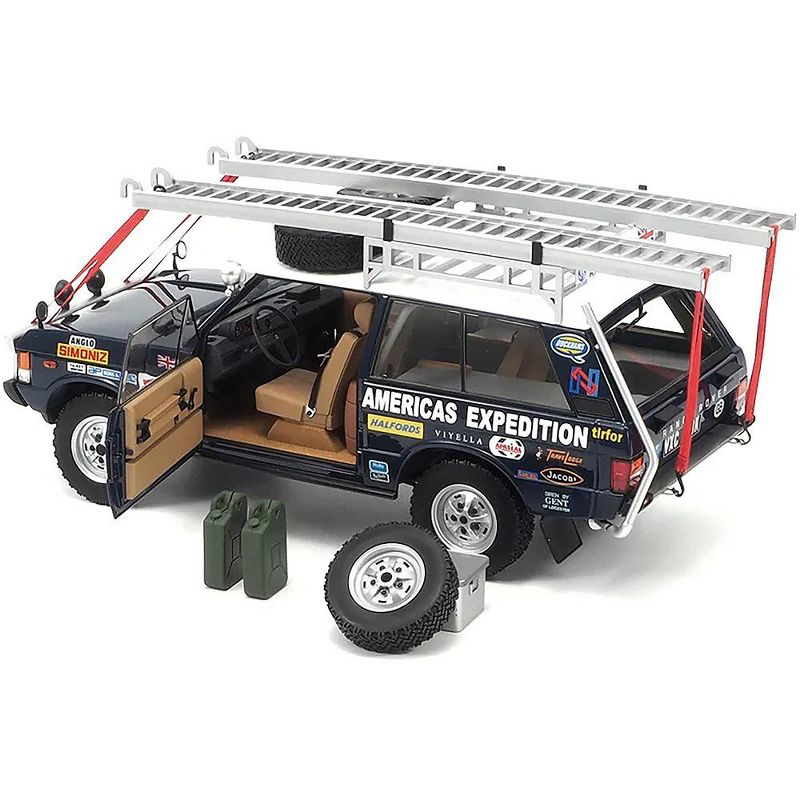Land Rover Range Rover Dark Blue w/Roof Rack & Accessories "The British Trans-Americas Expedition" 1/18 Diecast Car Almost Real