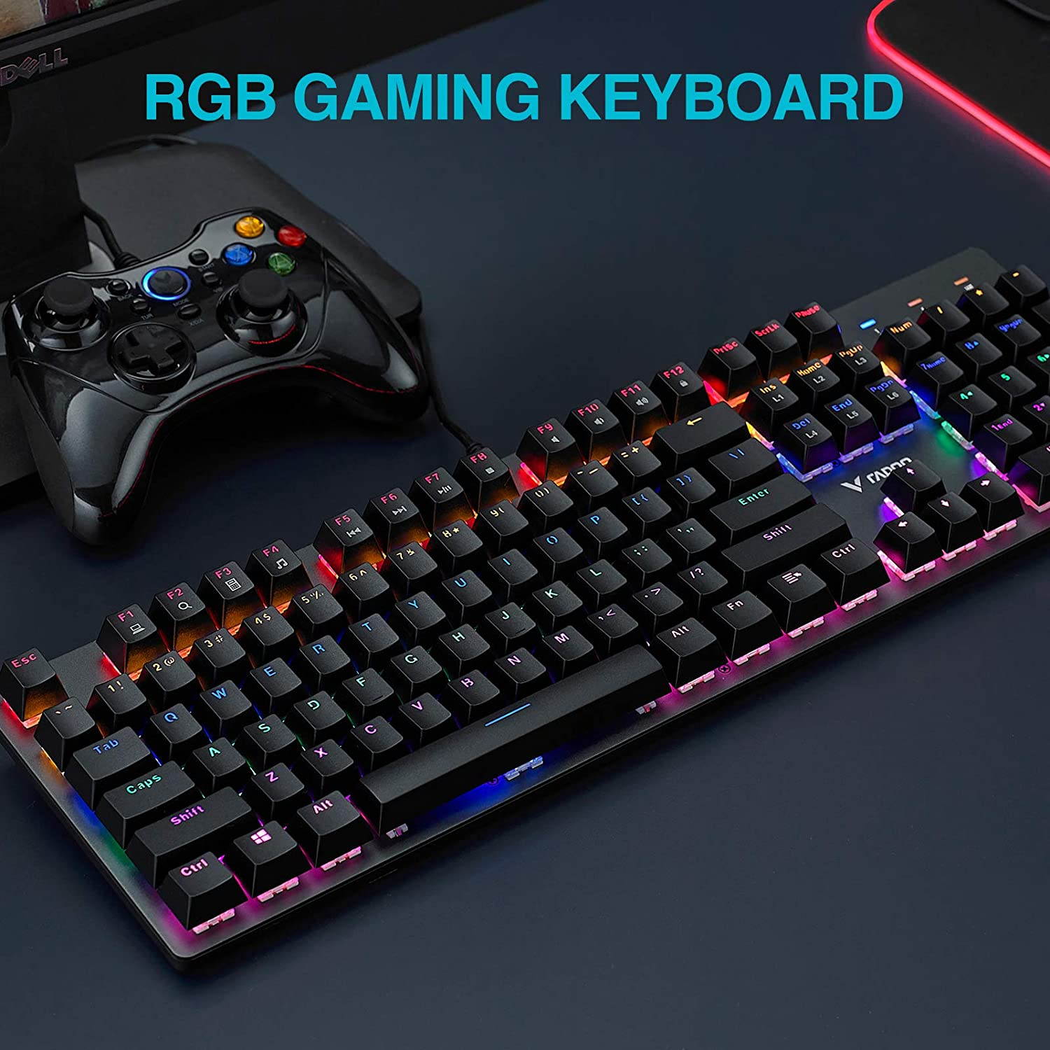 Glorious Modular Mechanical Gaming Keyboard (GMMK)- Barebone Edition (DIY Assembly Required) (Full Size, Black) + Glorious Black Aura Keycaps (Bundle)