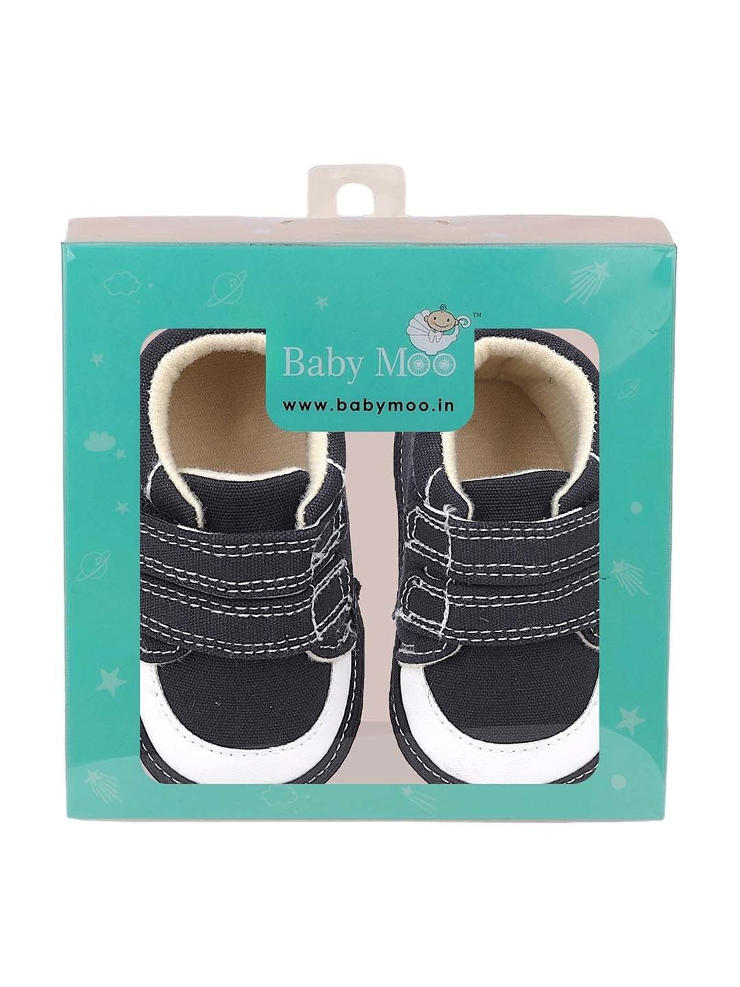 Baby Moo Kids Brown & White Velcro Shoes