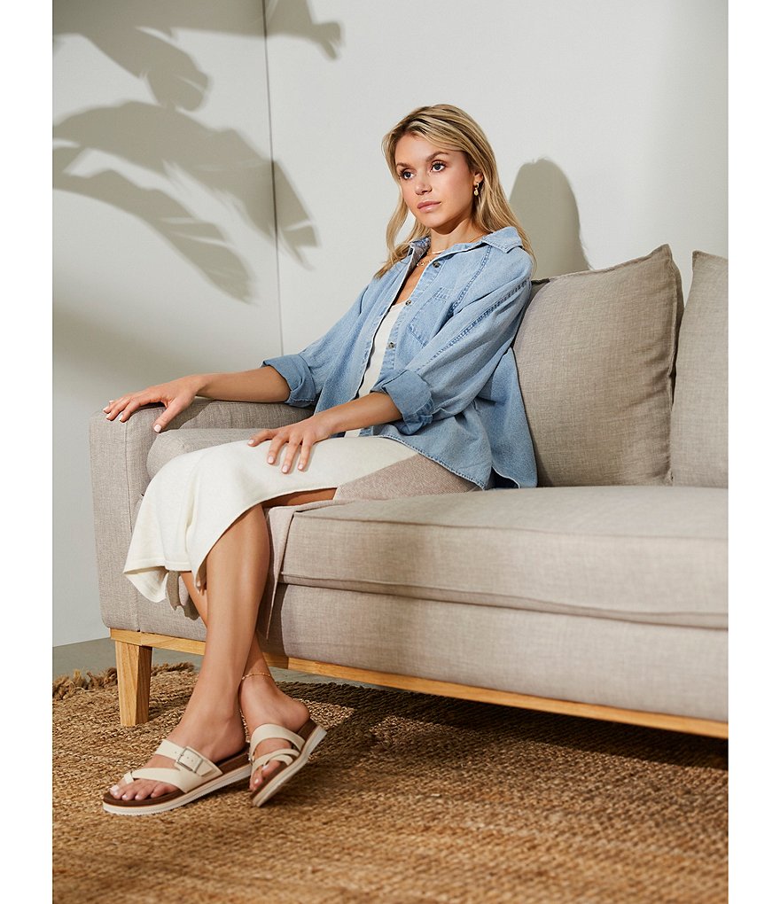 Gianni Bini Klaudy Leather Buckle Toe Loop Sandals