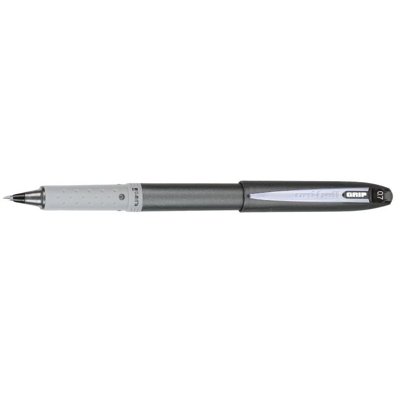 uni-ball Roller Ball Grip Stick Pens, 0.7 mm Fine Tip, Black Ink, pk of 12
