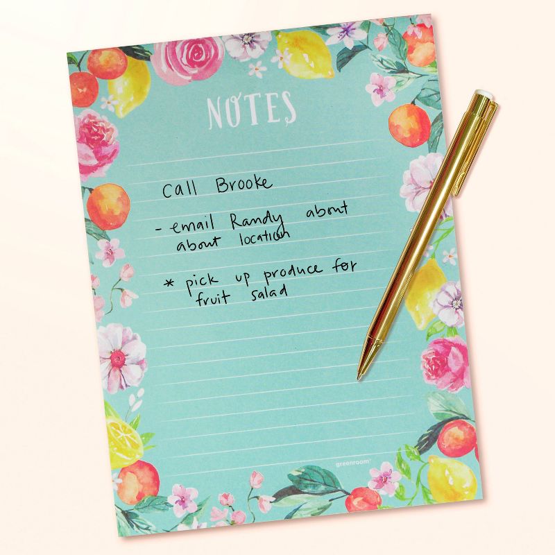 6" x 8" 120pg Desk Notepad Teal Floral - greenroom