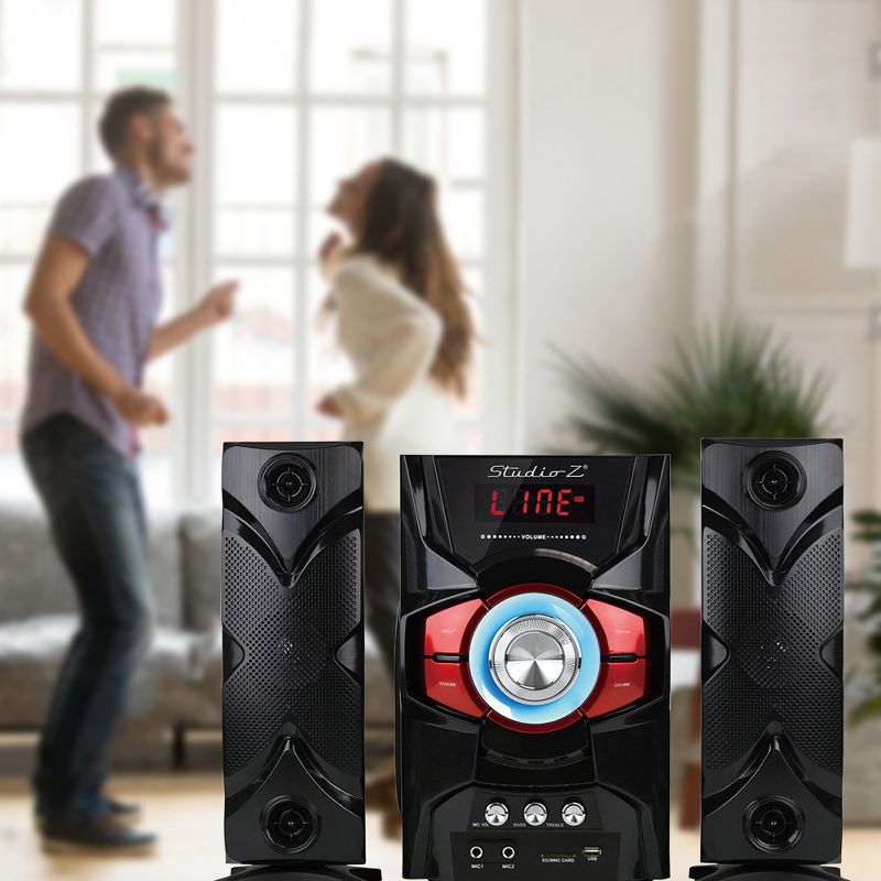 Studio Z ZMX-3000 3 Piece Home Audio Music Sound System with 3 Inch Speakers, 6.5 Inch Subwoofer, USB Port, Mic Port, SD Card Slot, and Remote Control