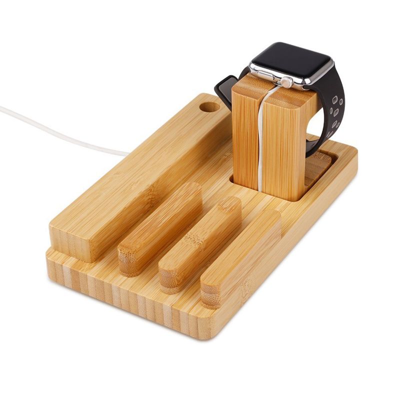 Trexonic Bamboo Apple Watch and Iphone Charging Stand