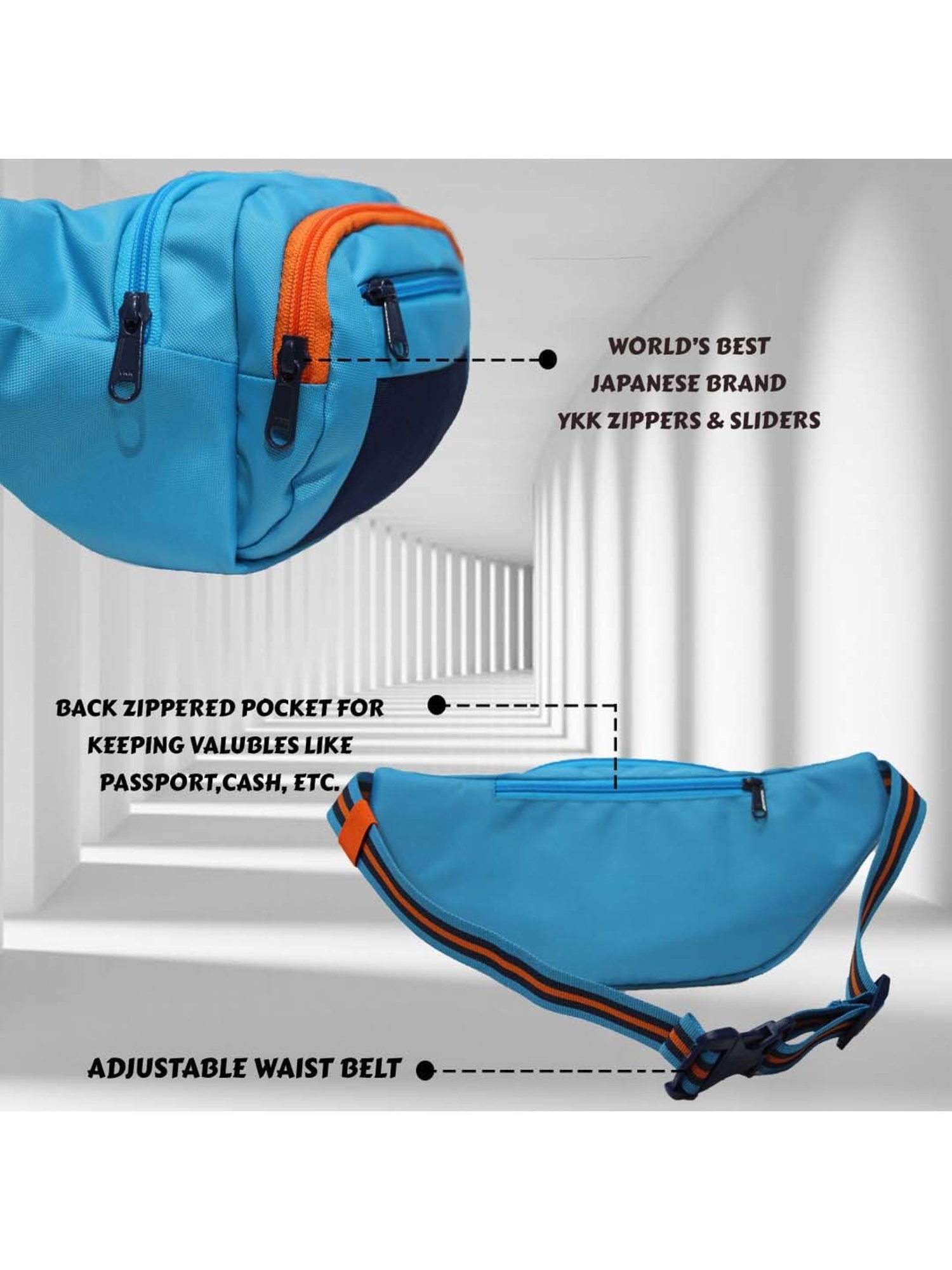 F Gear Blue Solid Waist Pouch