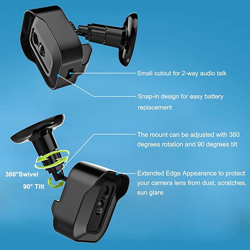 XT2 Camera Wall Mount Bracket Weatherproof Protective Cover and 360 Degree Adjustable Camera Mount with Sync Module Outlet Mount for XT2 Home Security Camera System Black 3 Pack