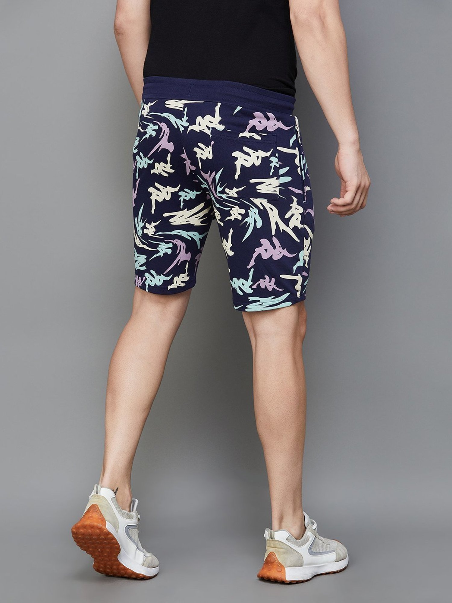 KAPPA Navy Cotton Regular Fit Printed Shorts
