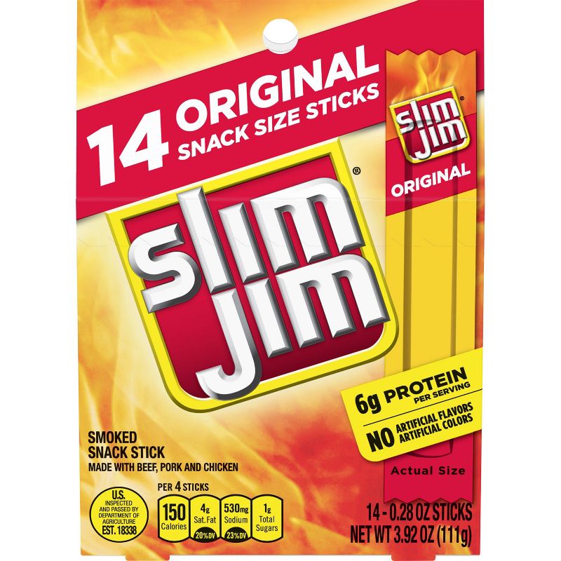 Slim Jim Smoked Snack Sticks - 3.92oz/14ct