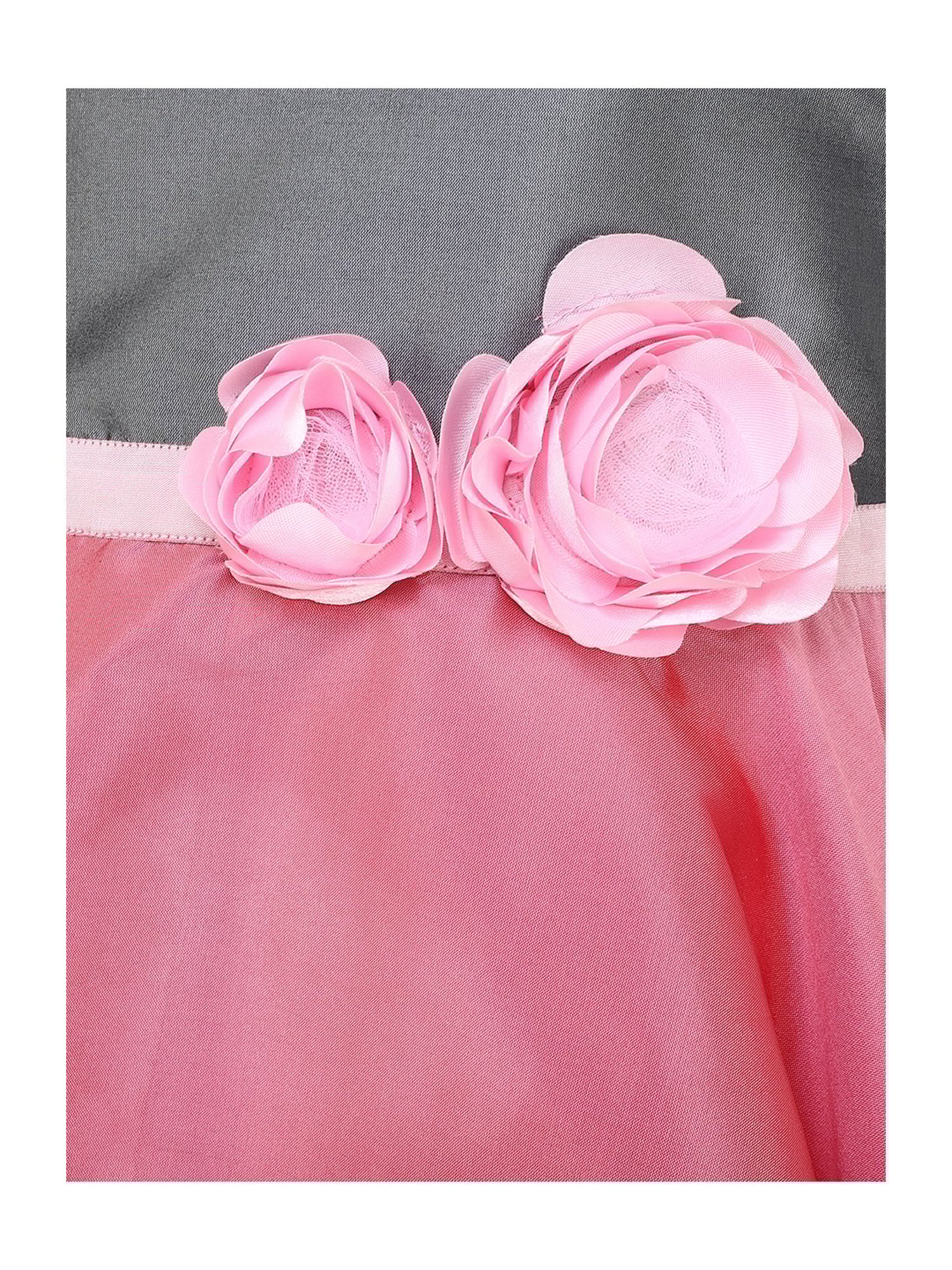 A Little Fable Kids Grey & Pink Applique Pattern Party Dress