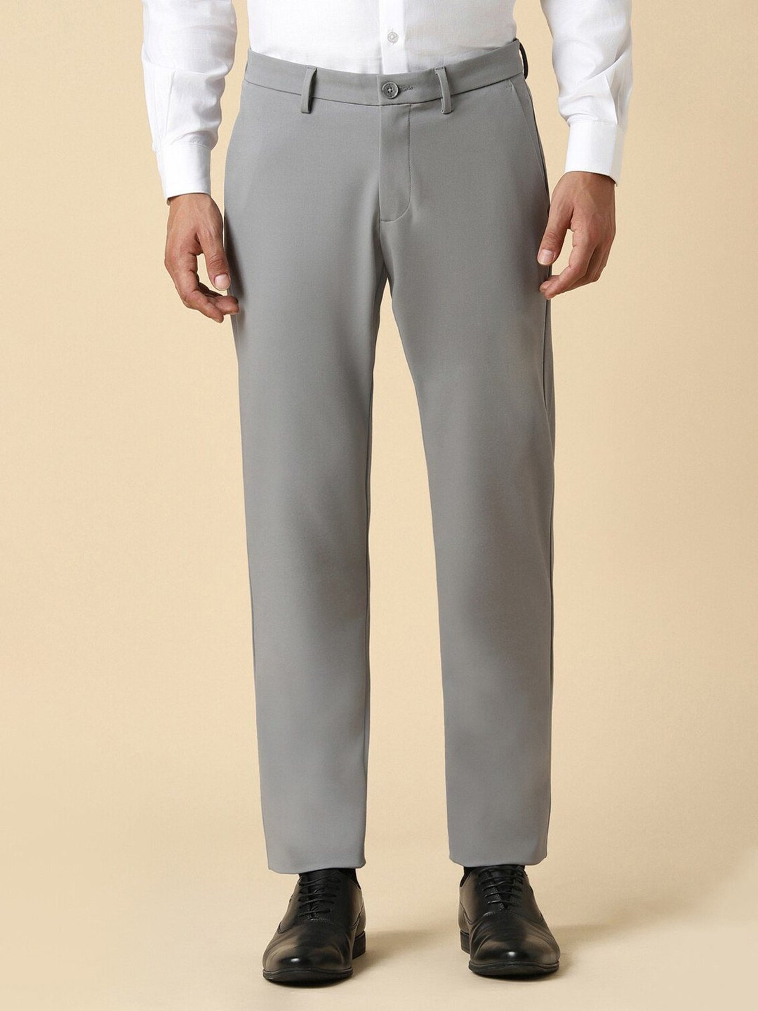 Allen Solly Grey Slim Fit Trousers