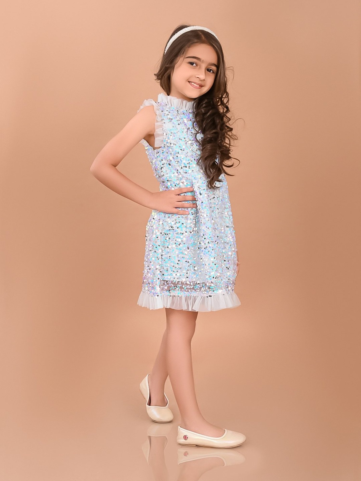LilPicks Kids Blue Embellished Dress