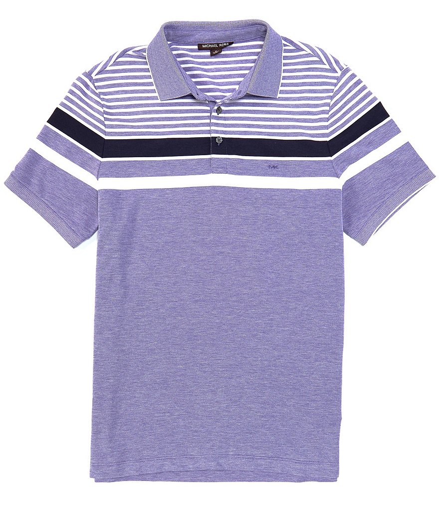 Michael Kors Birdseye Stripe Classic Fit Short-Sleeve Polo Shirt