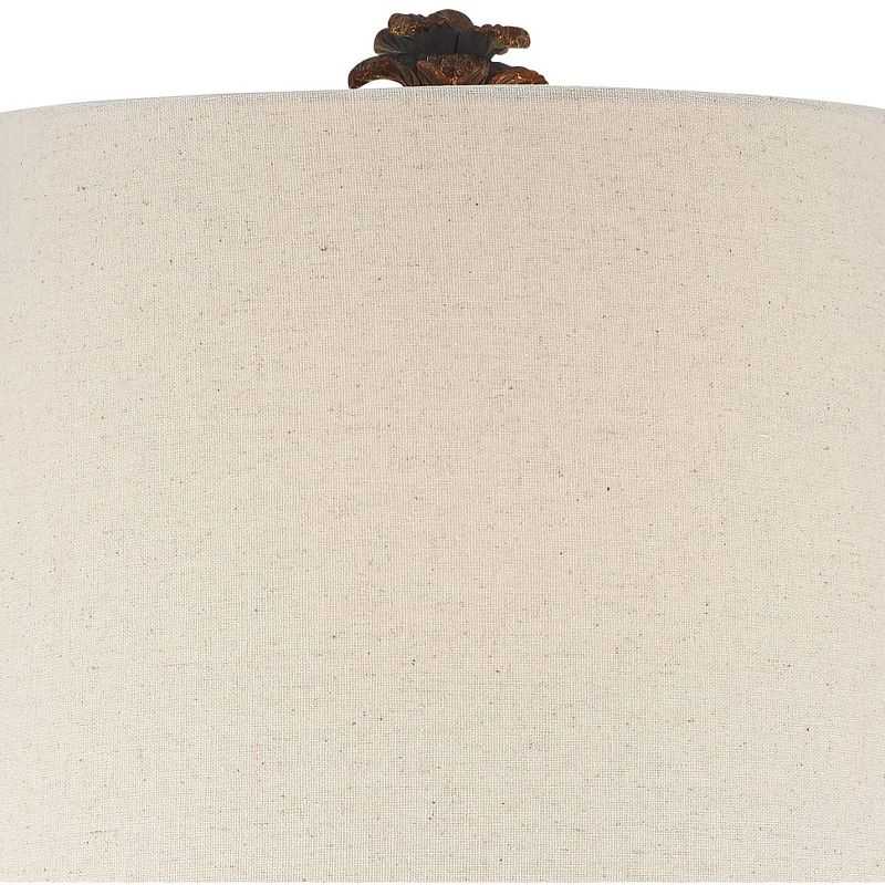 Regency Hill Tropical Accent Table Lamp Pineapple Brown Oatmeal Fabric Tapered Drum Shade Living Room Bedroom Bedside Nightstand
