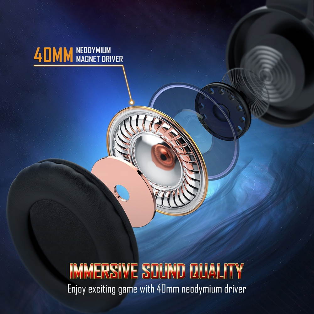 ONIKUMA K19 Wired E-sports Gaming Headset with 40mm Driver Unit Noise Reduction Microphone Wide Compatibility Camouflage Grey