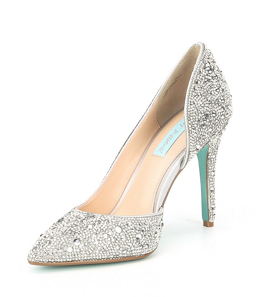 Blue by Betsey Johnson Hazil Jeweled d'Orsay Pointed Toe Stiletto Pumps