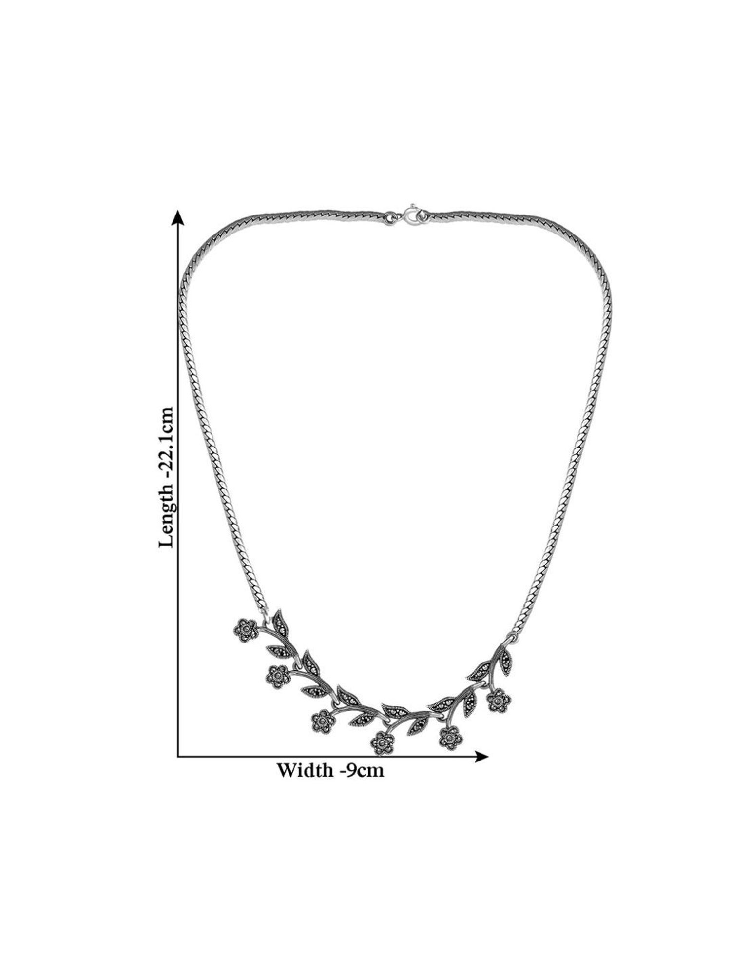 Rihi by P.C. Chandra Jewellers 925 Silver Leaf Oxidized Necklace and Earring Set for Women & Girls