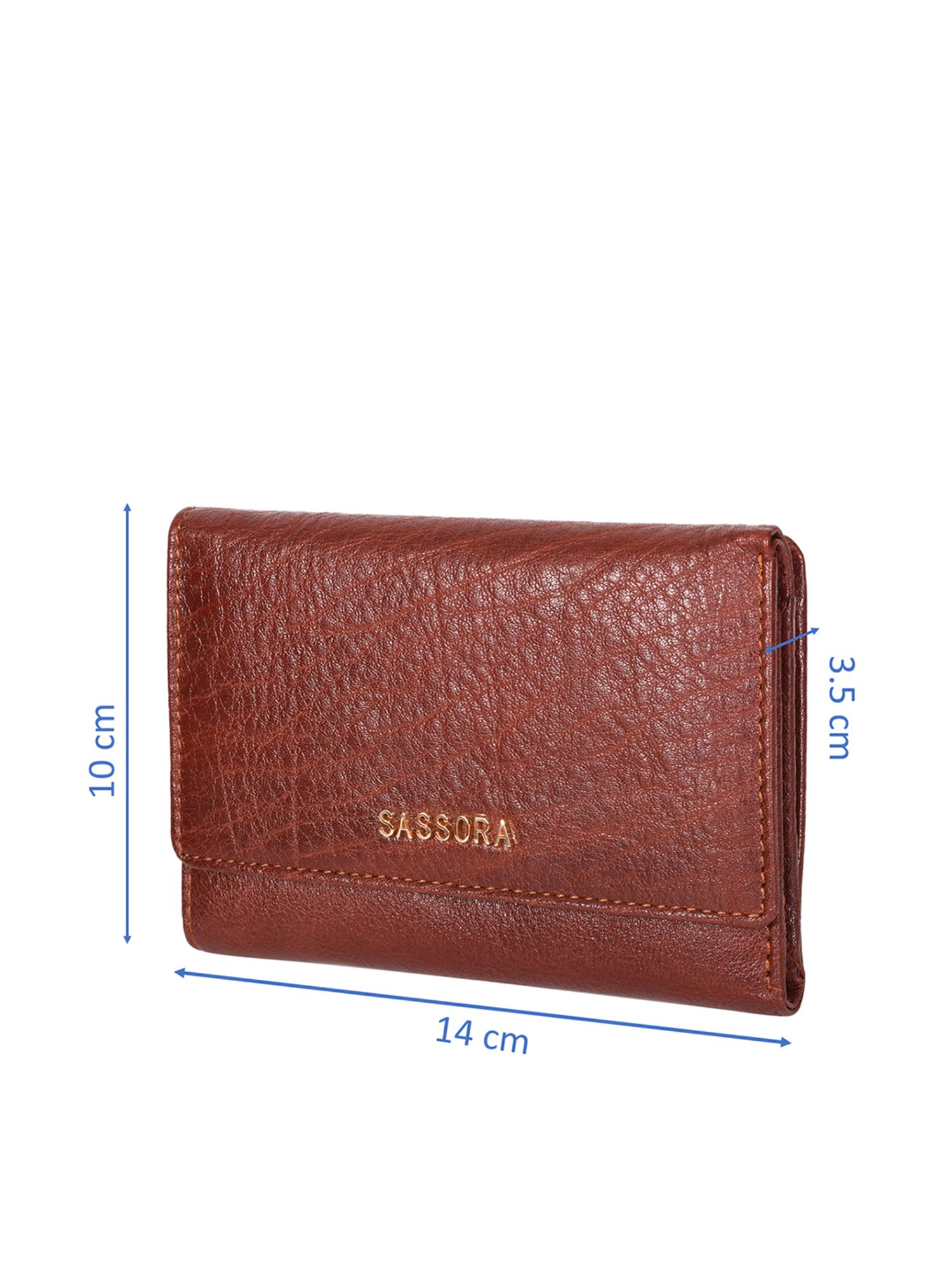 SASSORA Brown Solid Rfid Tri-Fold Wallet for Women