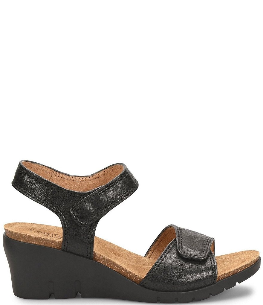 Comfortiva Abria Adjustable Leather Wedge Sandals