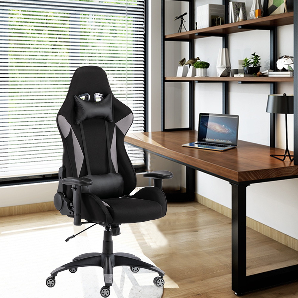 Gaming Chair, High Back Computer Chair Tilt Back Adjustable Armrest Height with Lumbar Support Headrest