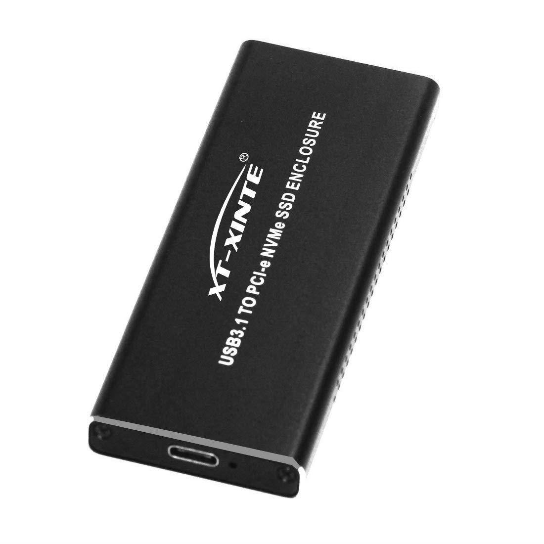 XT-XINTE USB3.1 Type-C to NVMe M.2 Mobile Hard Disk Box 10Gbps M.2 SSD Enclosure M Key External Case Upgrade Version with USB3.1 Type-A to Type-C & Type-C to Type-C Cable (Black)