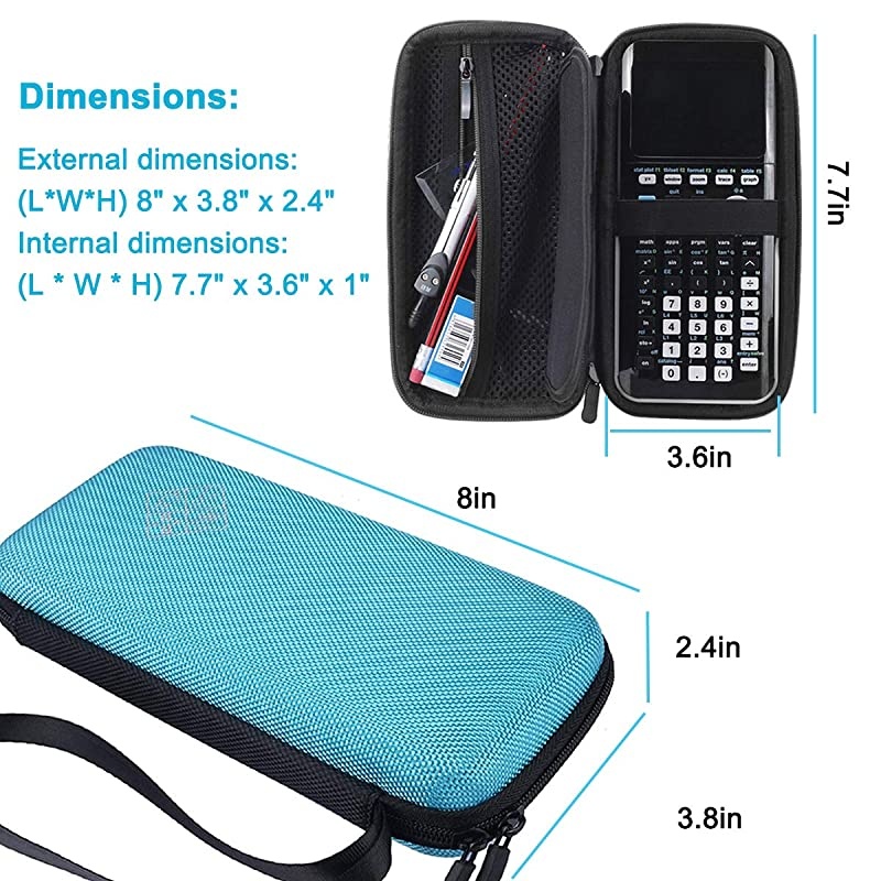 Hard EVA Shockproof Carry Case Bag Pouch for Texas Instruments TI84 Plus CEColor TI83 PlusTI89 Titanium HP 50G Graphing Scientific Financial Calculators Blue