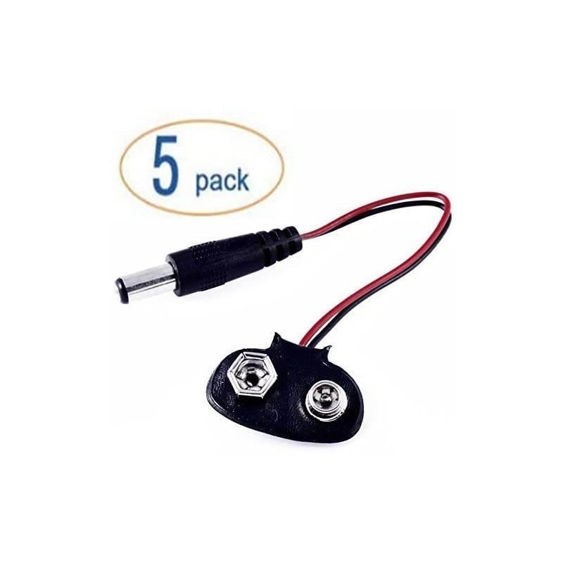 9v Battery Clip with 21mm X 55mm Male DC Plug for Arduino by Corpco