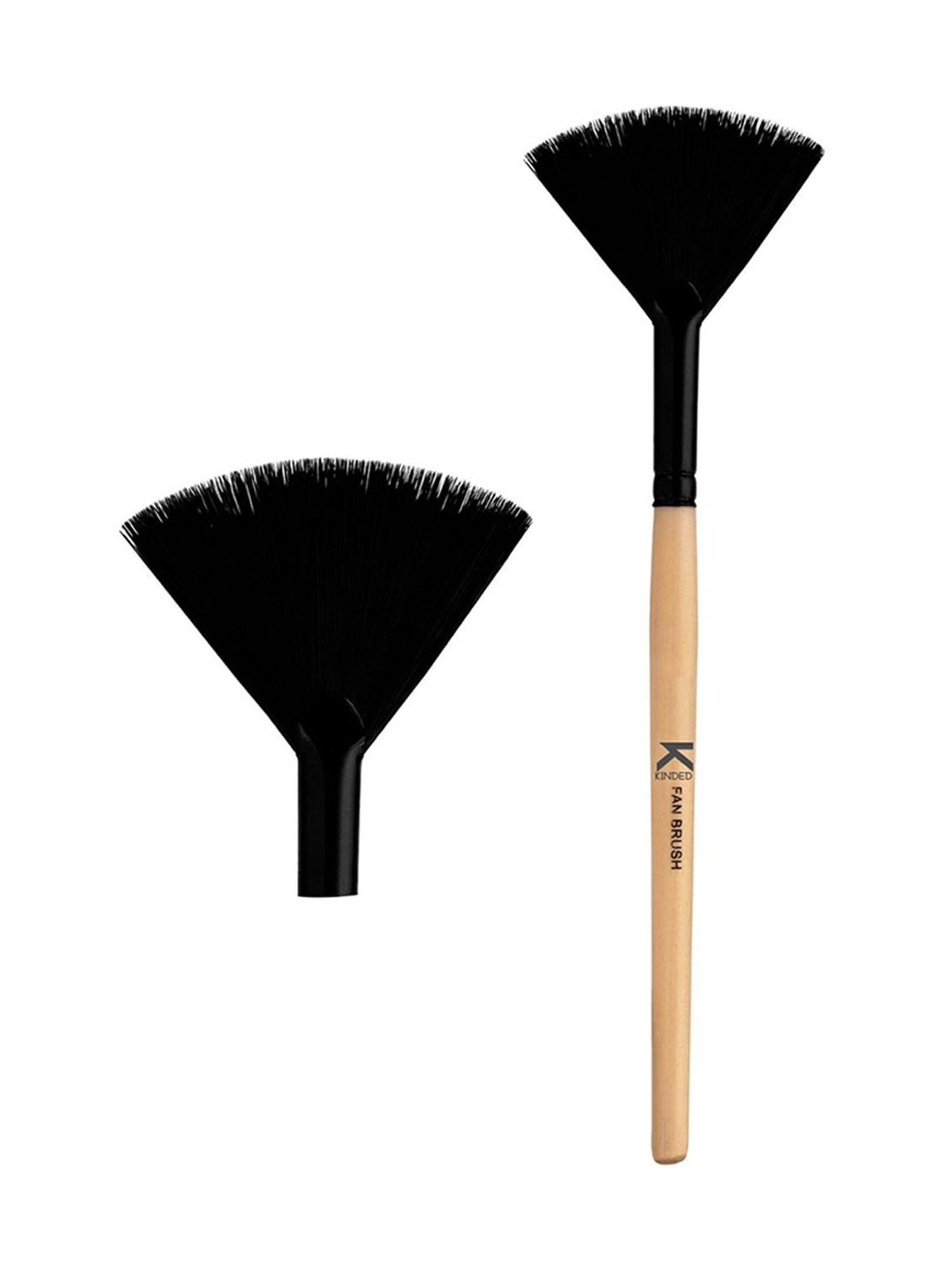 KINDED Fan Makeup Brush with Natural Wooden Handle